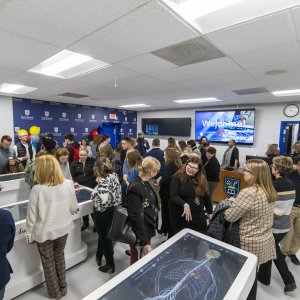 crowd of people mingling in the CARL